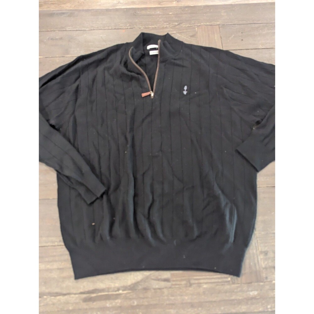 Peter Millar Mens Size XLarge 100% Italian Merino Wool Quarter Zip Black Sweater